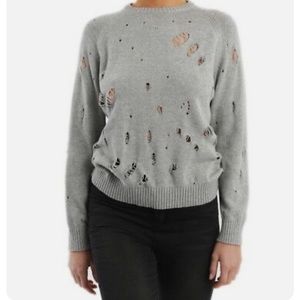 NWT $112 Publish Brand Vida Sweater in Heather Grey Distressed Rips Holes